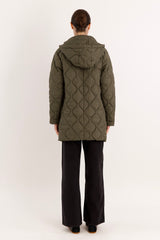 Orolay Oversized Quilted Puffer Jacket Lightweight with Pockets #color_green 