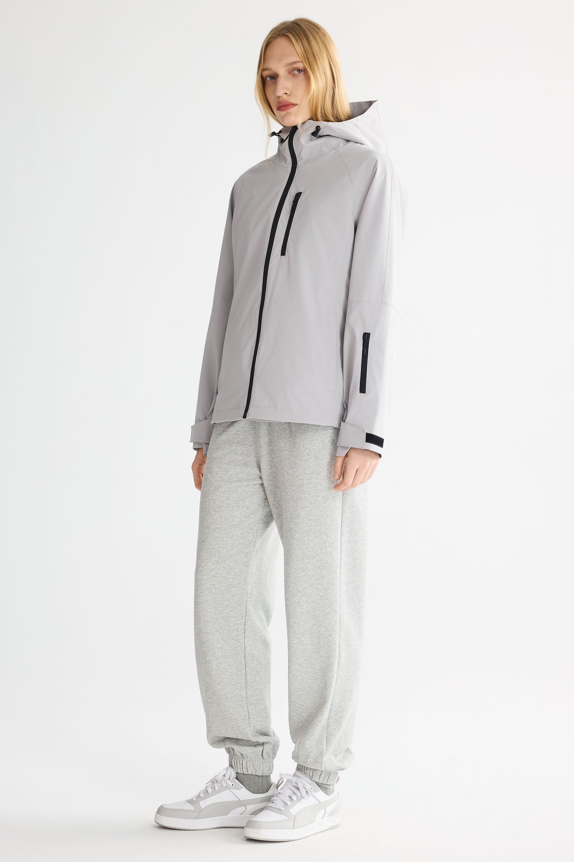 OROLAY Zip Up Rain Jacket Lightweight Hooded Windbreaker #color_gray