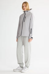 OROLAY Zip Up Rain Jacket Lightweight Hooded Windbreaker #color_gray