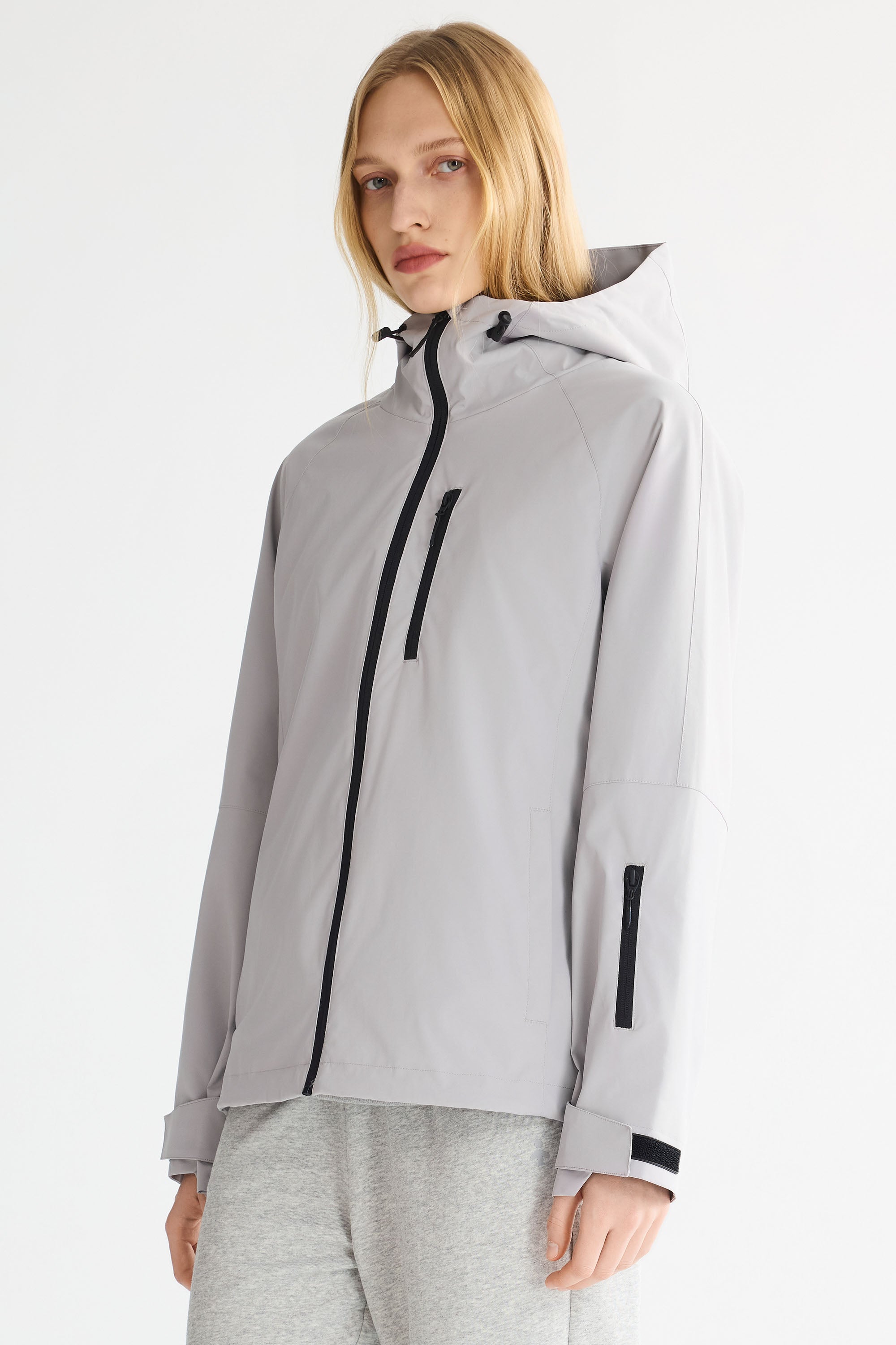 OROLAY Zip Up Rain Jacket Lightweight Hooded Windbreaker #color_gray