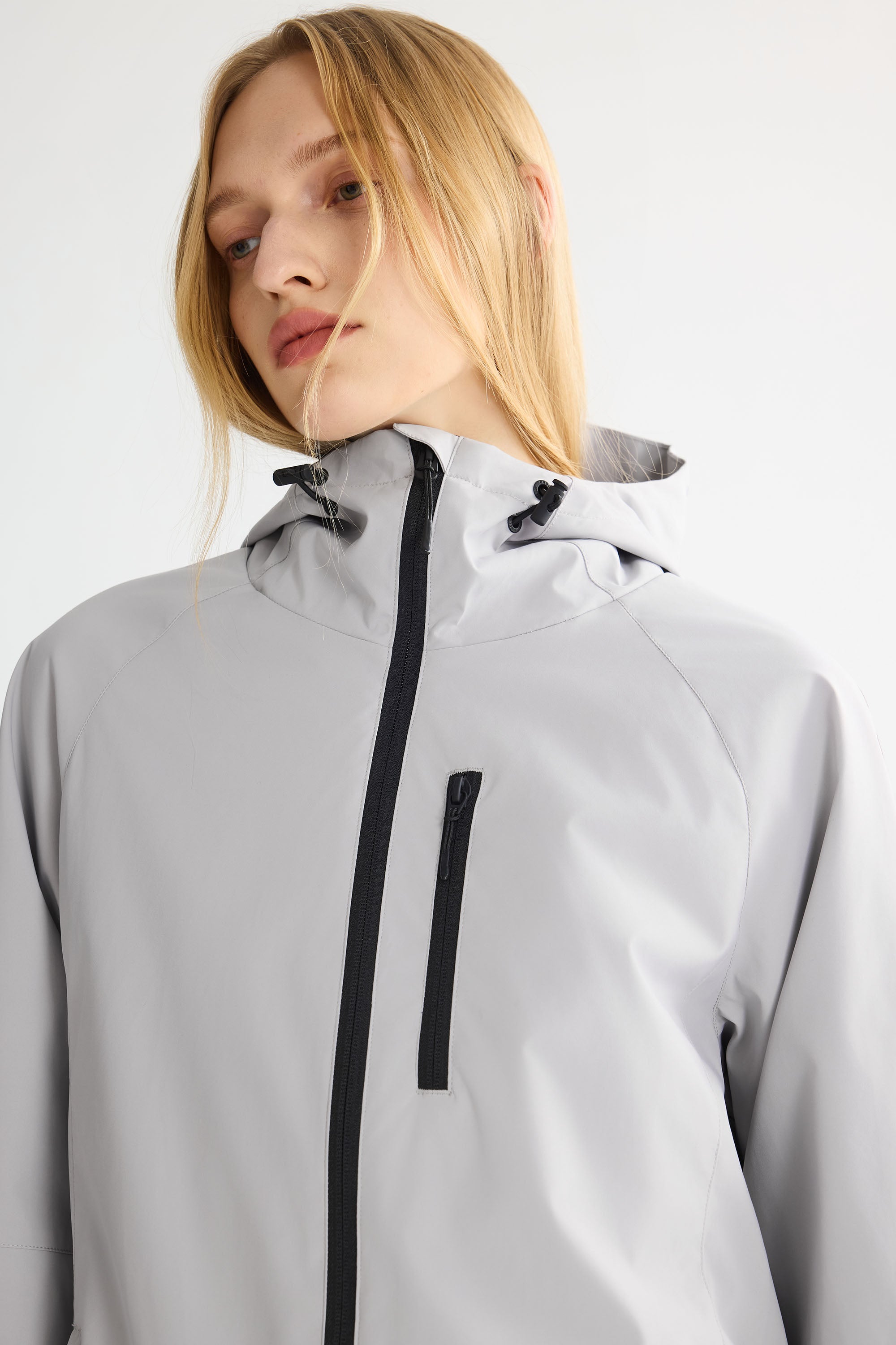 OROLAY Zip Up Rain Jacket Lightweight Hooded Windbreaker #color_gray