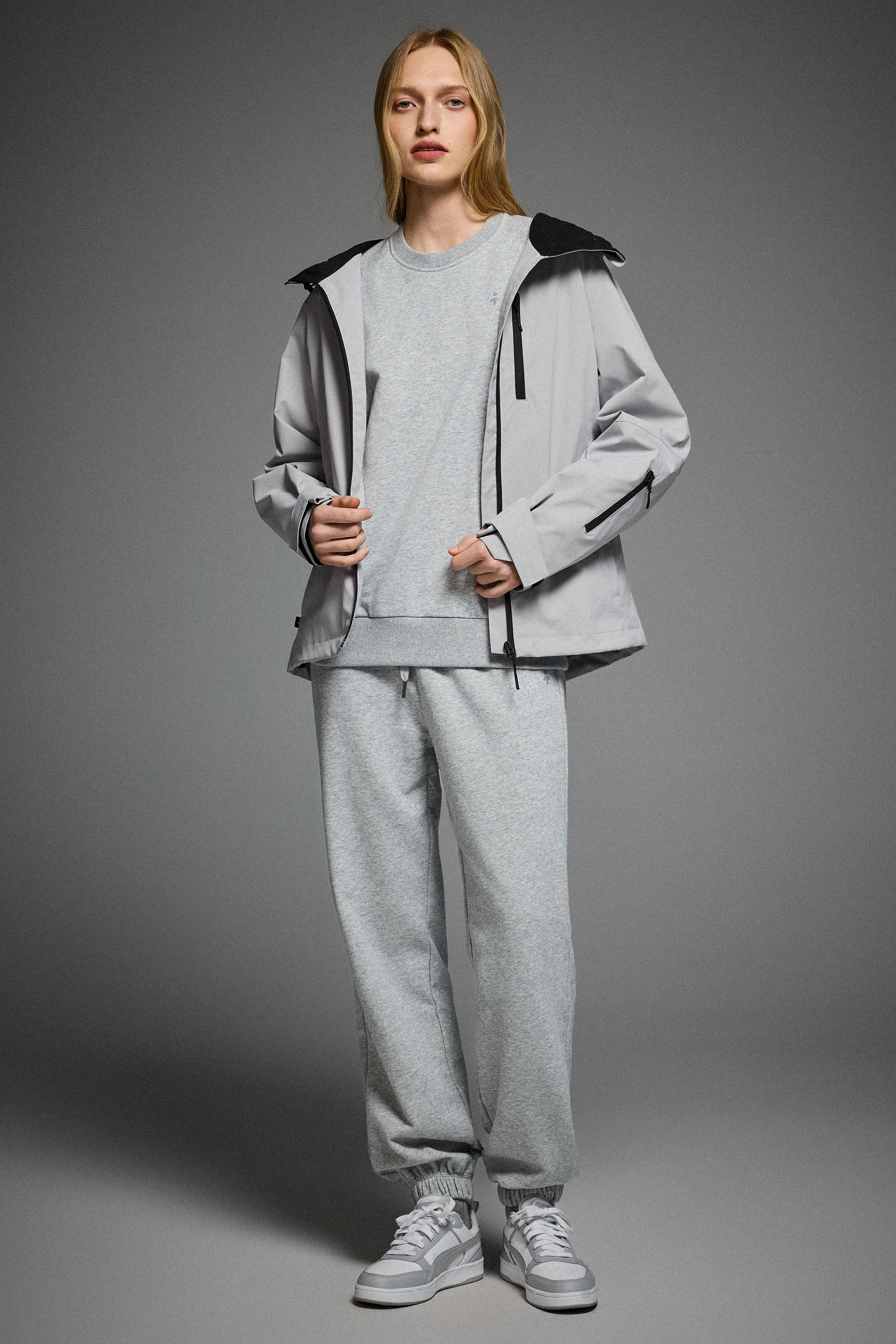 OROLAY Zip Up Rain Jacket Lightweight Hooded Windbreaker #color_gray