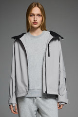 OROLAY Zip Up Rain Jacket Lightweight Hooded Windbreaker #color_gray