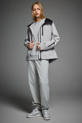 OROLAY Zip Up Rain Jacket Lightweight Hooded Windbreaker #color_gray