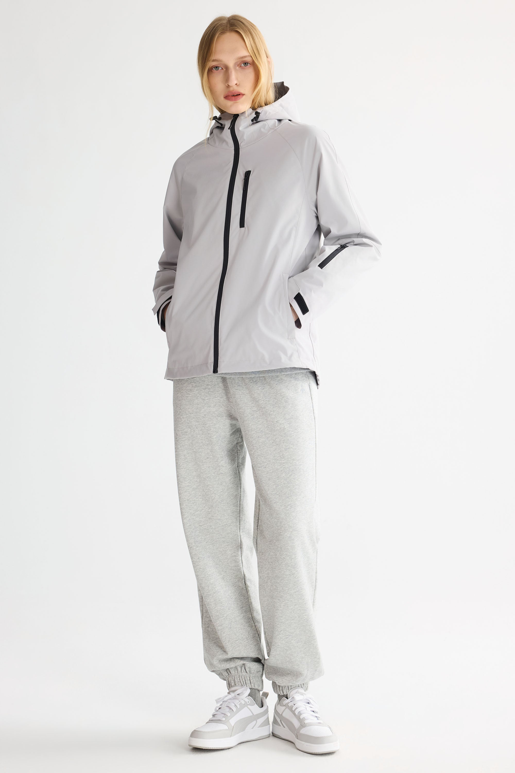 OROLAY Zip Up Rain Jacket Lightweight Hooded Windbreaker #color_gray