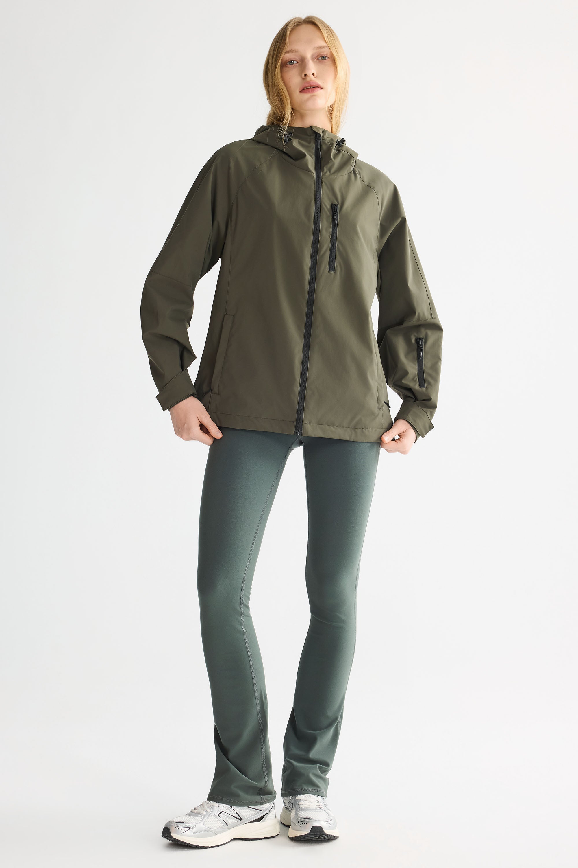 OROLAY Zip Up Rain Jacket Lightweight Hooded Windbreaker #color_olive