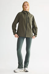 OROLAY Zip Up Rain Jacket Lightweight Hooded Windbreaker #color_olive