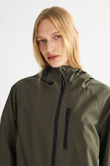 OROLAY Zip Up Rain Jacket Lightweight Hooded Windbreaker #color_olive