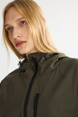 OROLAY Zip Up Rain Jacket Lightweight Hooded Windbreaker #color_olive
