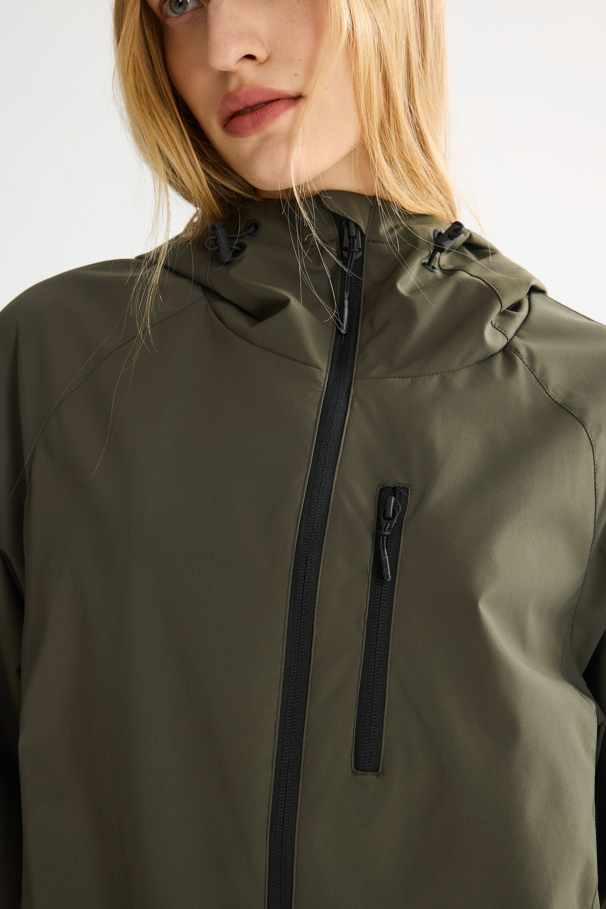 OROLAY Zip Up Rain Jacket Lightweight Hooded Windbreaker #color_olive