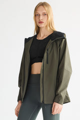 OROLAY Zip Up Rain Jacket Lightweight Hooded Windbreaker #color_olive