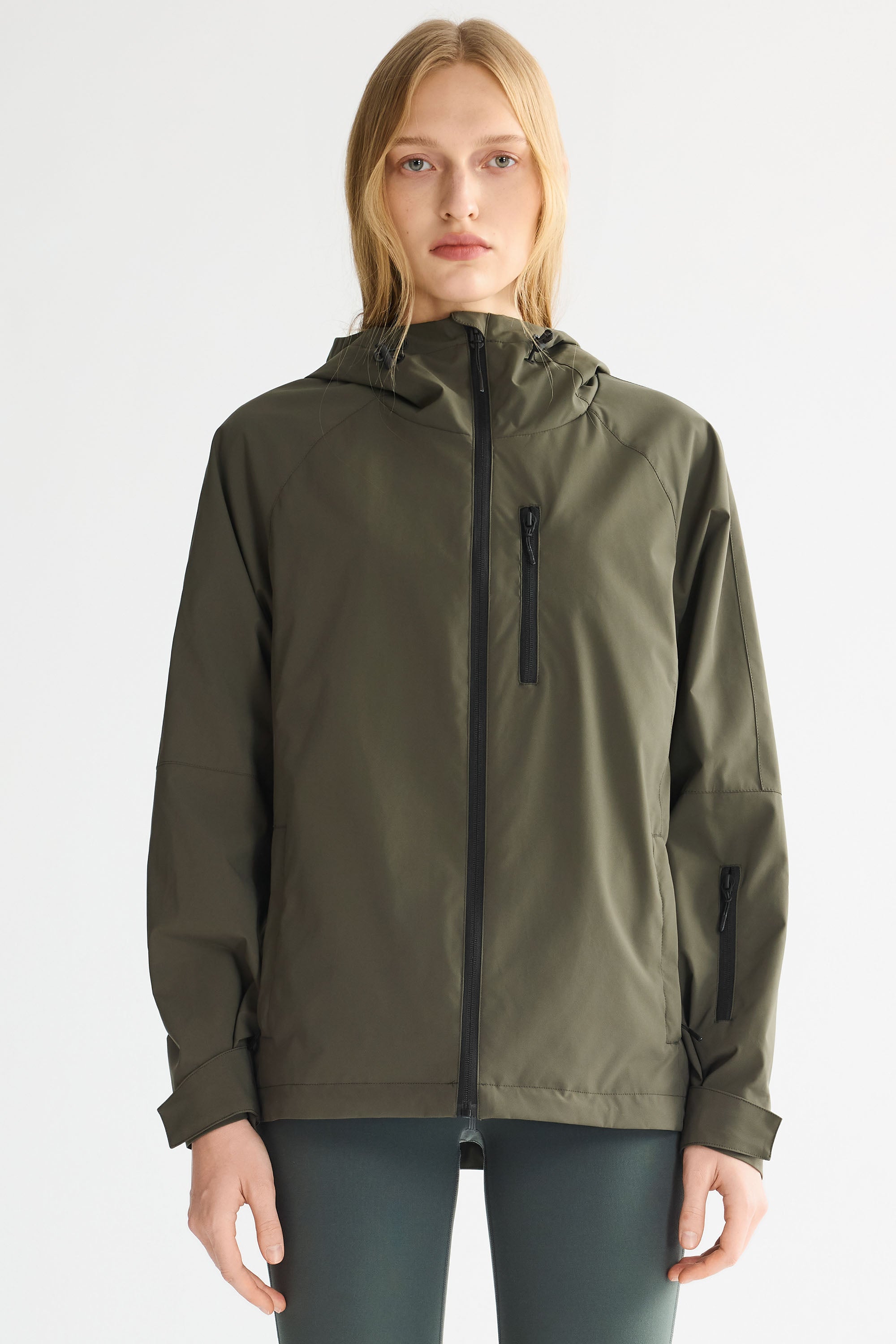 OROLAY Zip Up Rain Jacket Lightweight Hooded Windbreaker #color_olive