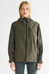 OROLAY Zip Up Rain Jacket Lightweight Hooded Windbreaker #color_olive