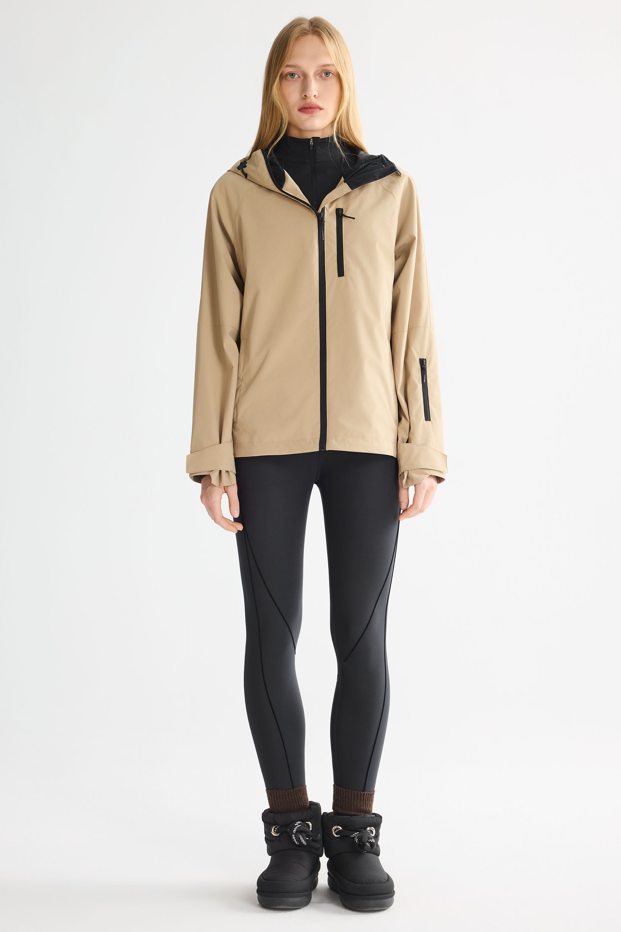 OROLAY Zip Up Rain Jacket Lightweight Hooded Windbreaker #color_khaki