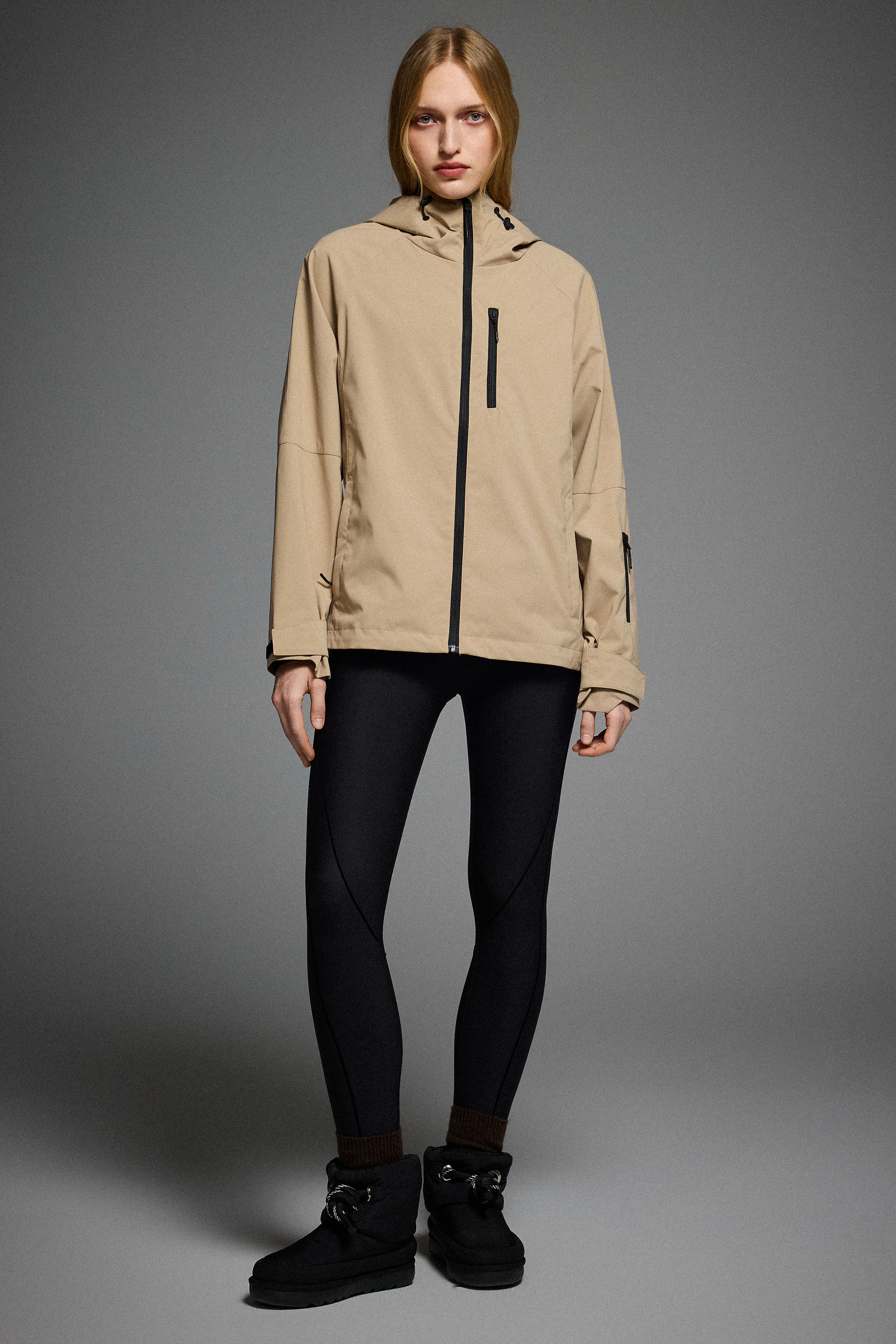 OROLAY Zip Up Rain Jacket Lightweight Hooded Windbreaker #color_khaki