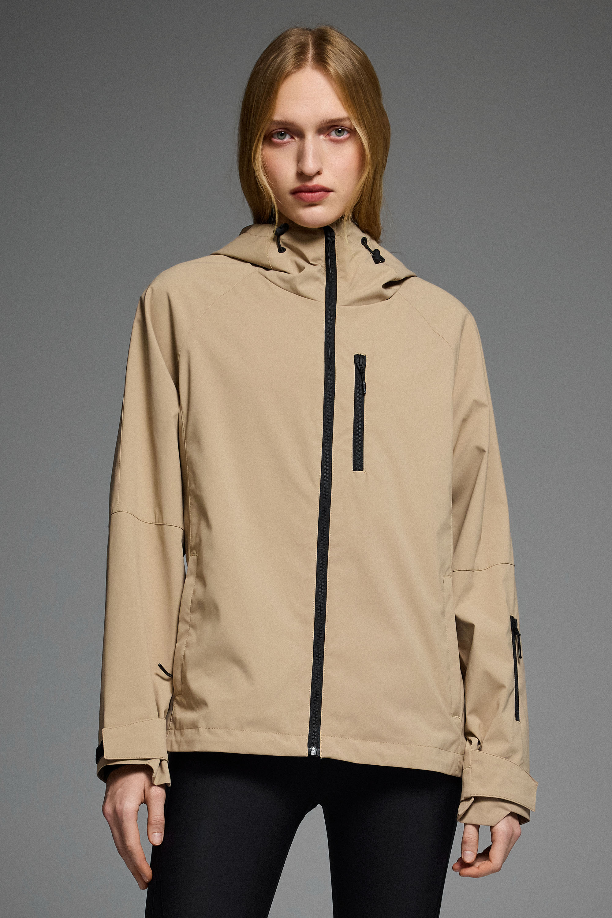 OROLAY Zip Up Rain Jacket Lightweight Hooded Windbreaker #color_khaki