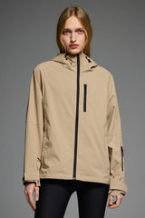 OROLAY Zip Up Rain Jacket Lightweight Hooded Windbreaker #color_khaki