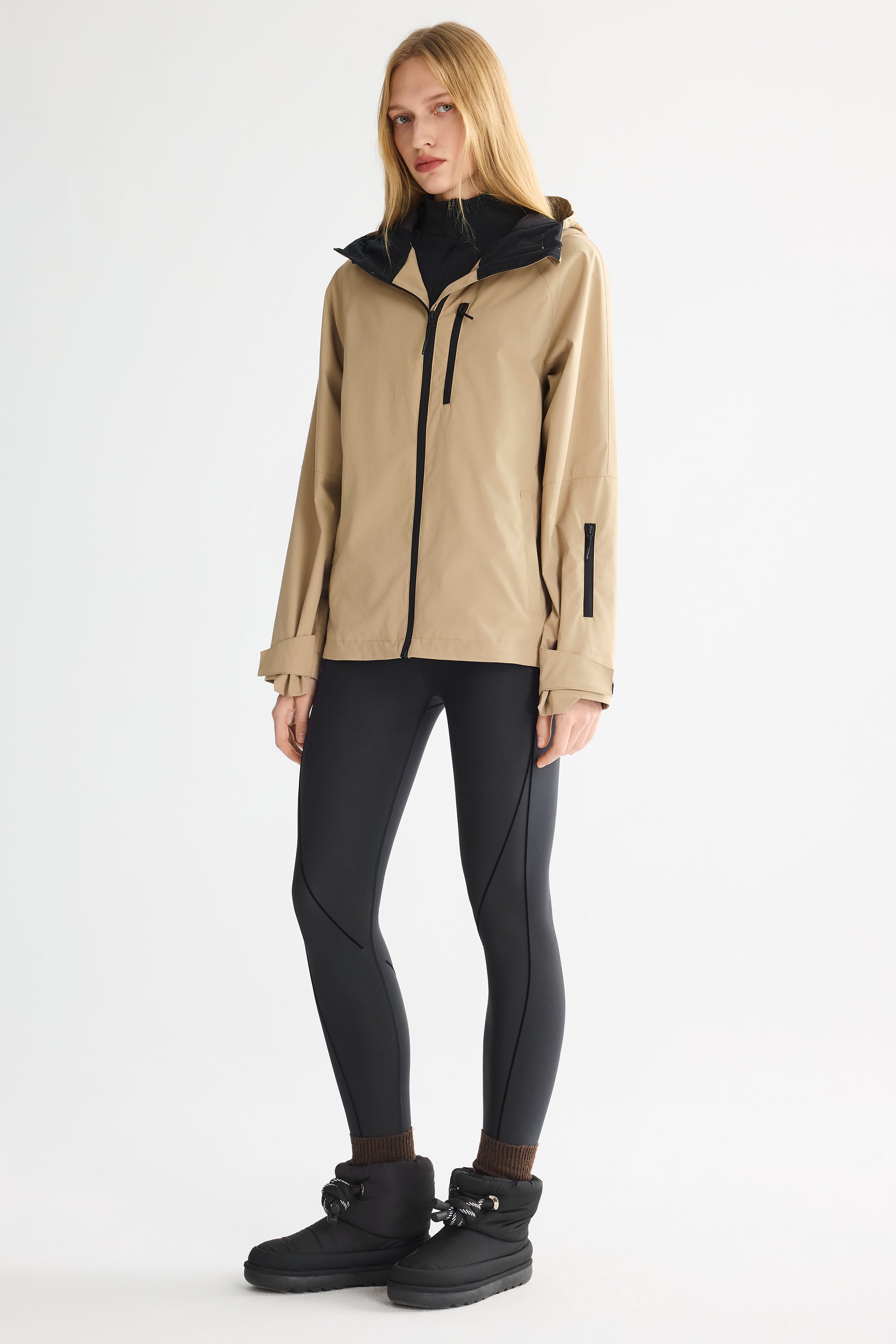 OROLAY Zip Up Rain Jacket Lightweight Hooded Windbreaker #color_khaki