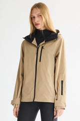 OROLAY Zip Up Rain Jacket Lightweight Hooded Windbreaker #color_khaki