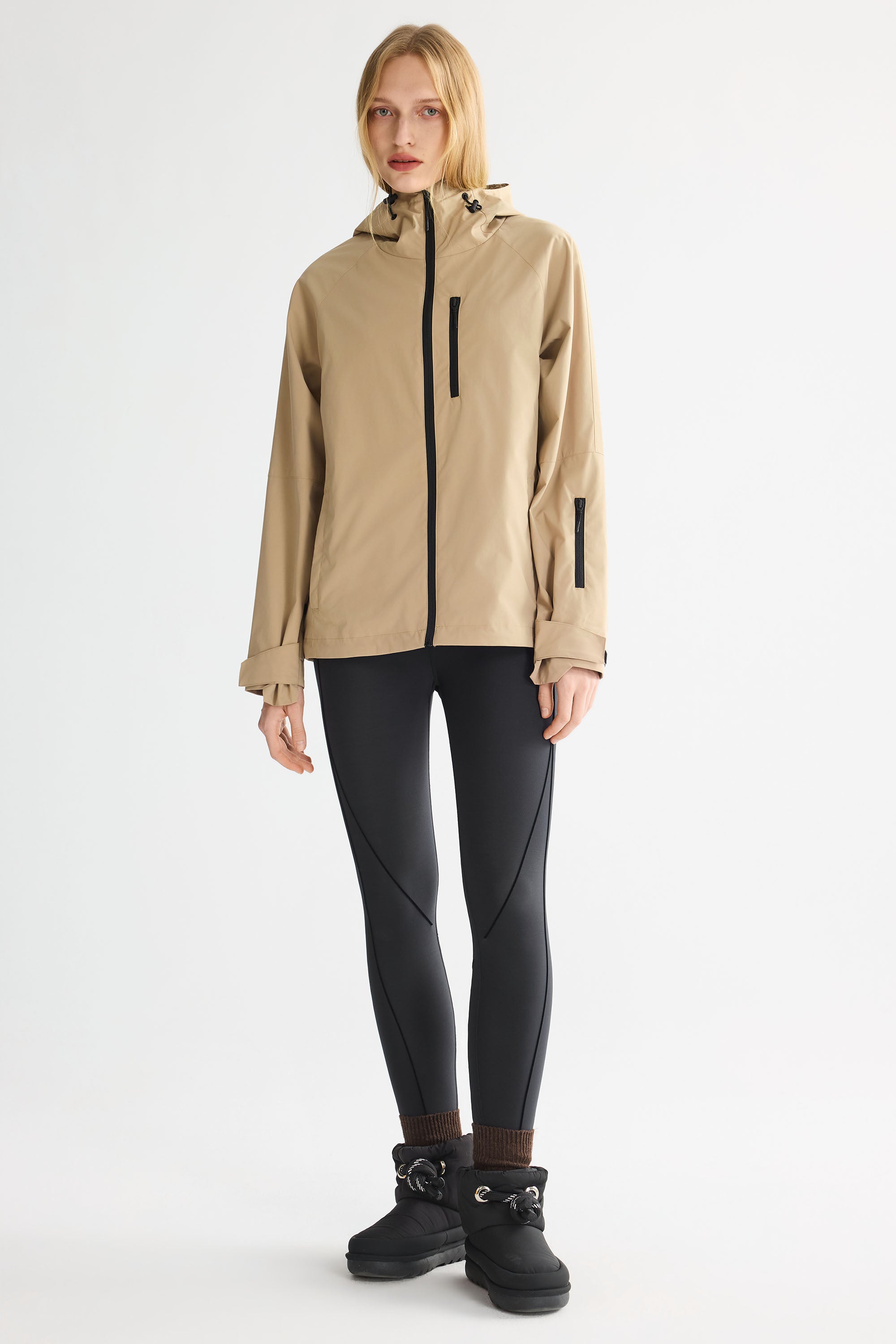 OROLAY Zip Up Rain Jacket Lightweight Hooded Windbreaker #color_khaki