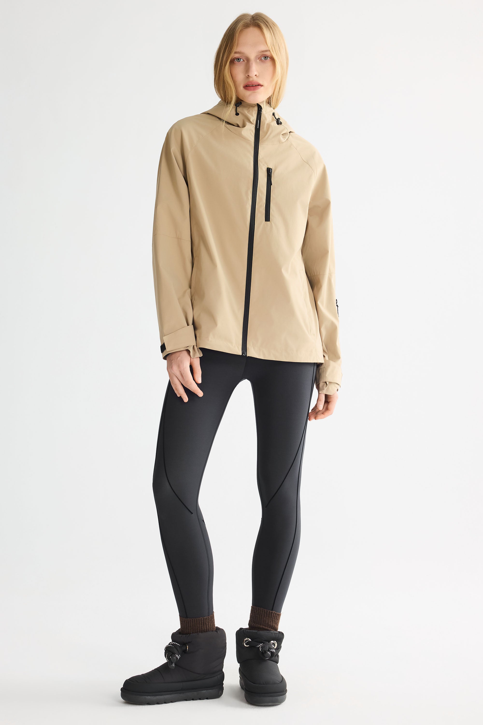 OROLAY Zip Up Rain Jacket Lightweight Hooded Windbreaker #color_khaki