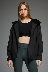 OROLAY Zip Up Rain Jacket Lightweight Hooded Windbreaker #color_black