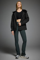 OROLAY Zip Up Rain Jacket Lightweight Hooded Windbreaker #color_black