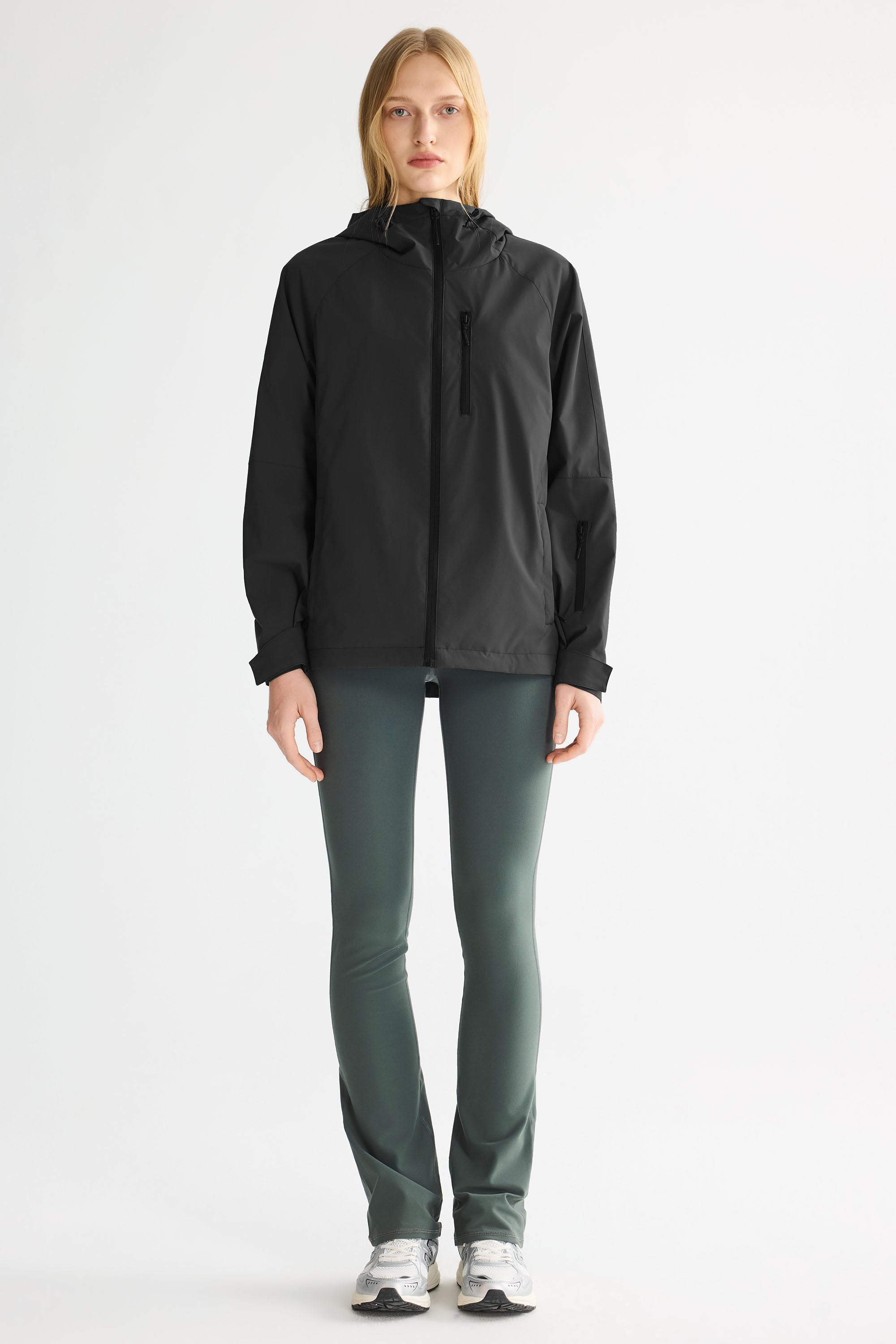 OROLAY Zip Up Rain Jacket Lightweight Hooded Windbreaker #color_black