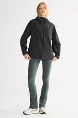 OROLAY Zip Up Rain Jacket Lightweight Hooded Windbreaker #color_black