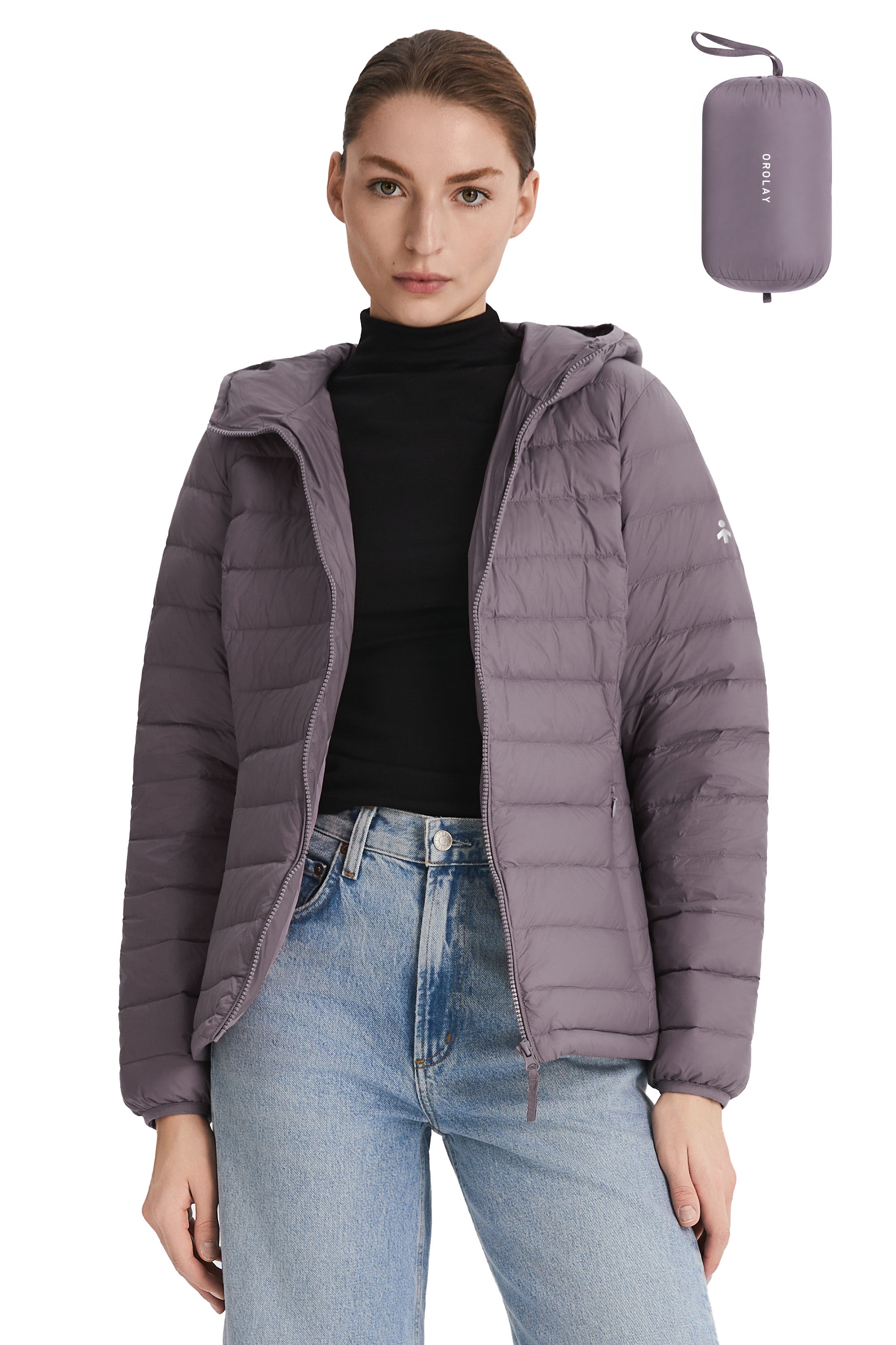 Orolay-Lightweight Packable Down Jacket with Stand Collar-#color_purple
