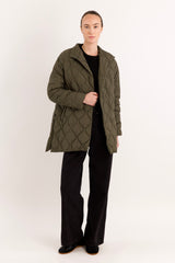 Orolay Oversized Quilted Puffer Jacket Lightweight with Pockets #color_green 