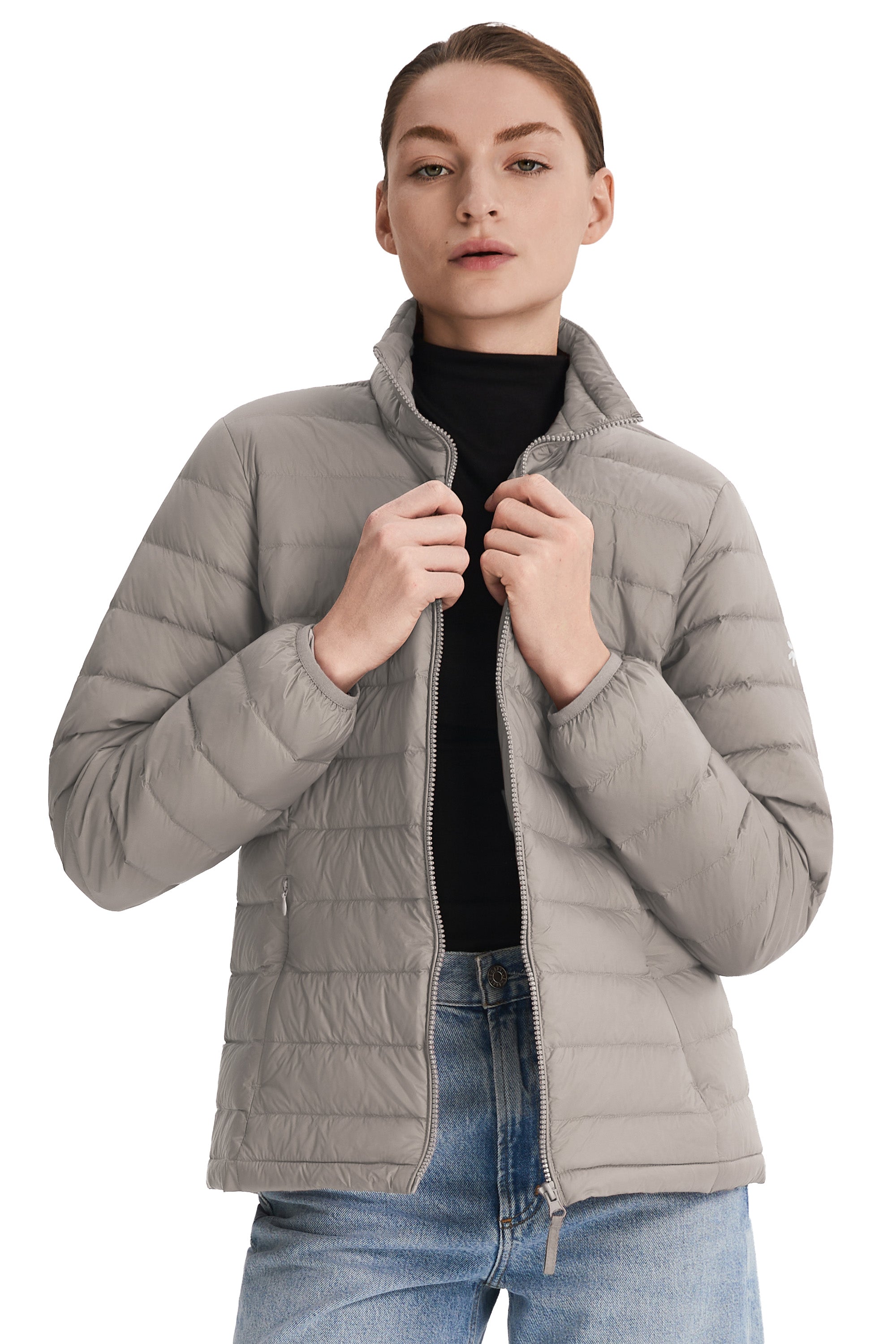 Orolay-Lightweight Packable Down Jacket with Stand Collar-#color_gray