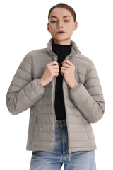 Orolay-Lightweight Packable Down Jacket with Stand Collar-#color_gray