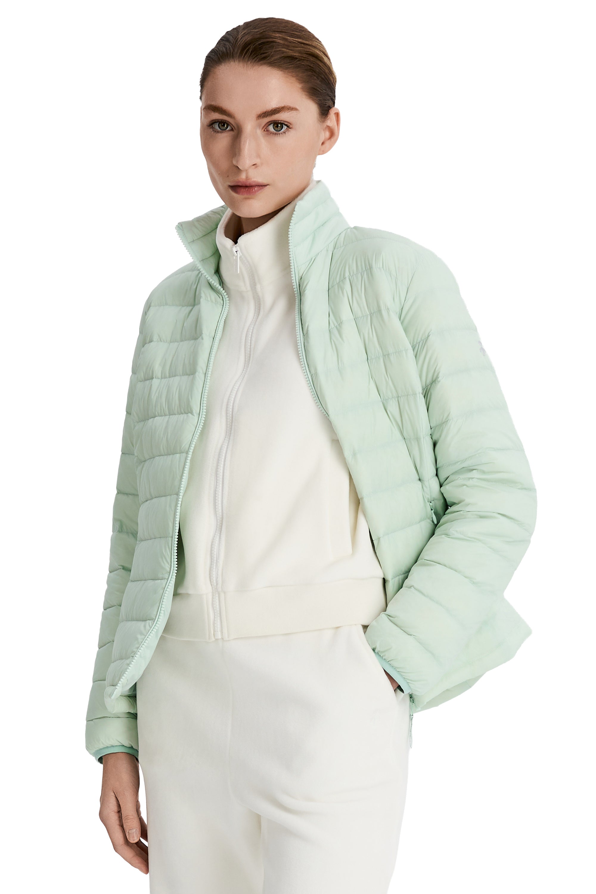 Orolay-Lightweight Packable Down Jacket with Stand Collar-#color_light green