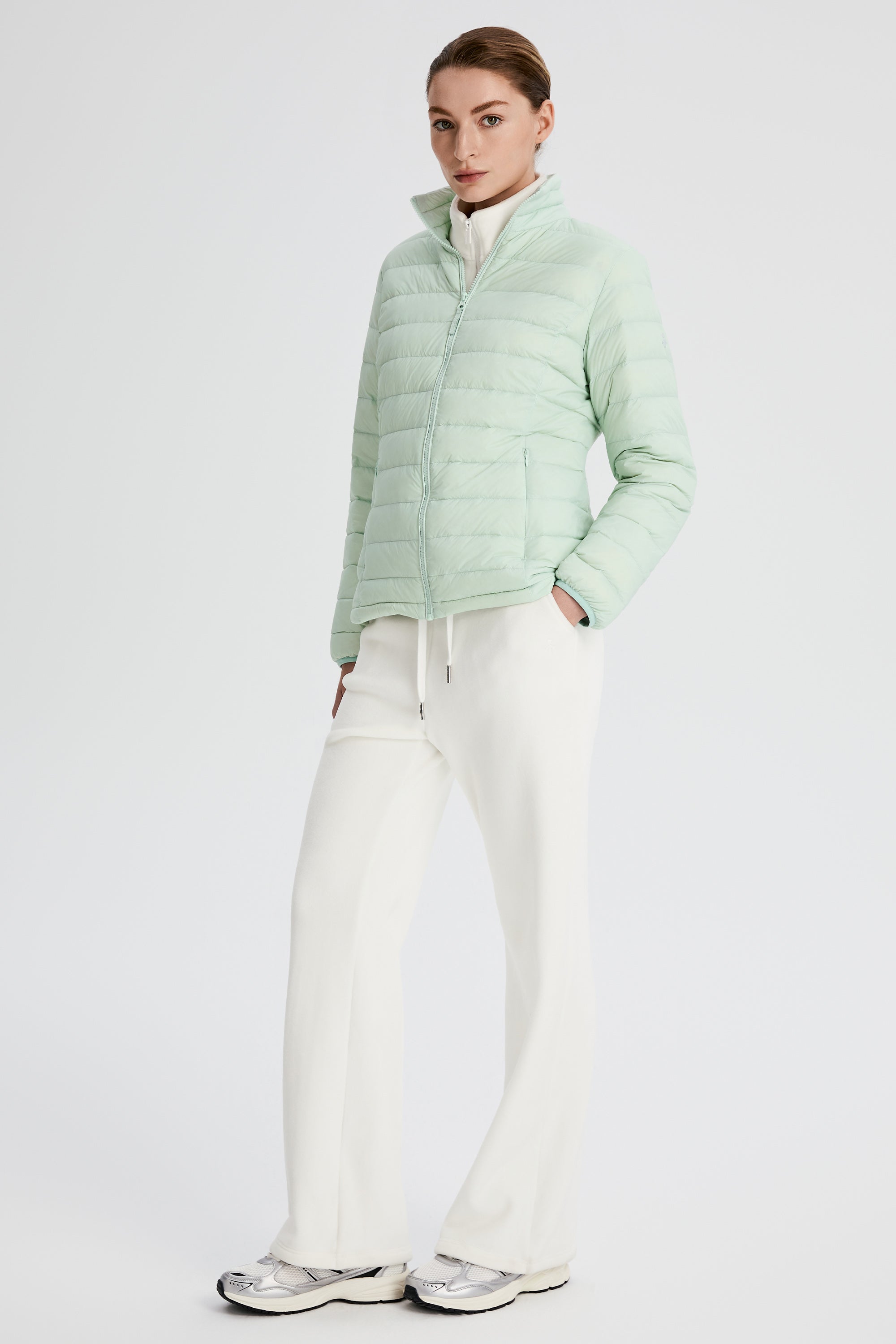 Orolay-Lightweight Packable Down Jacket with Stand Collar-#color_light green