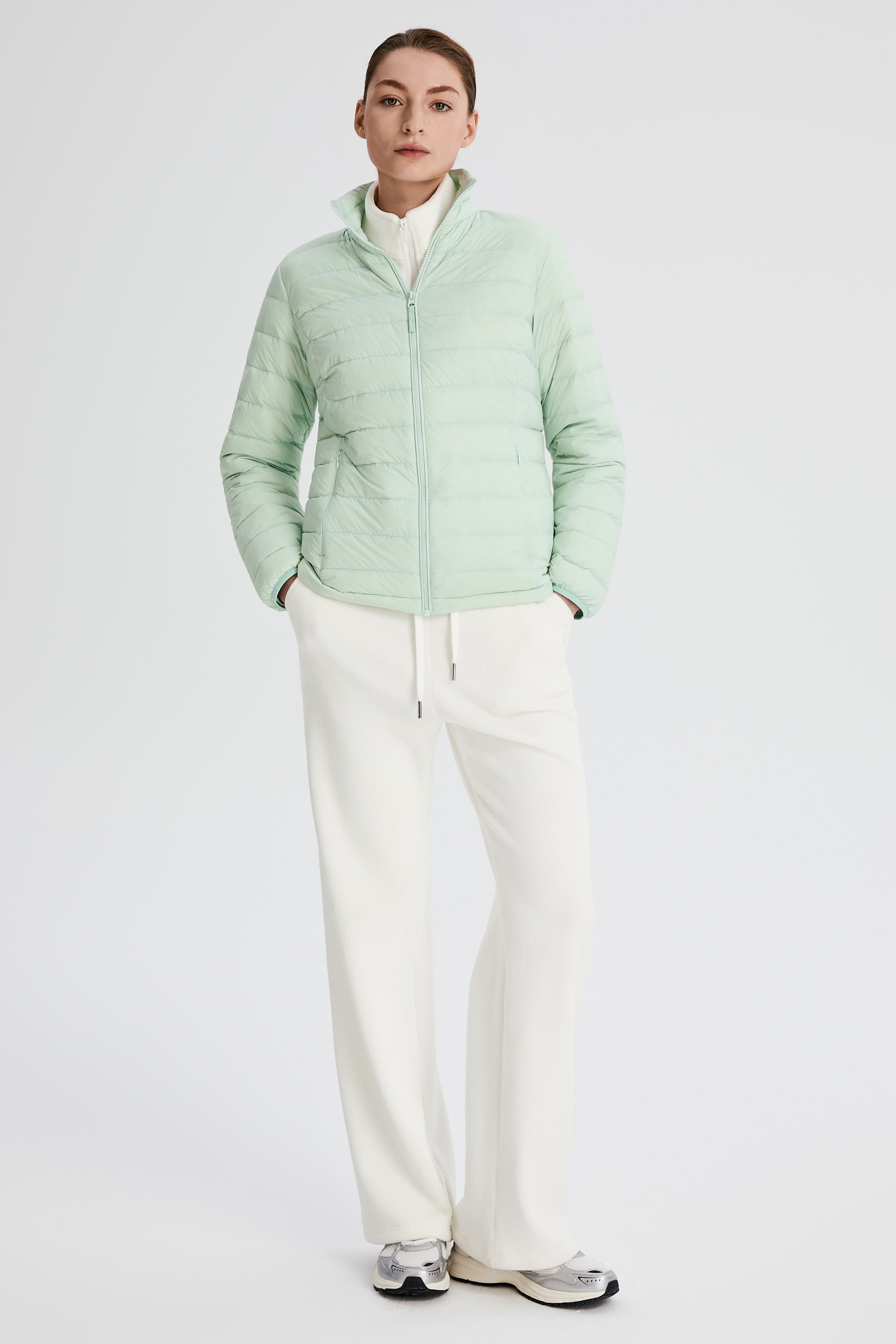 Orolay-Lightweight Packable Down Jacket with Stand Collar-#color_light green