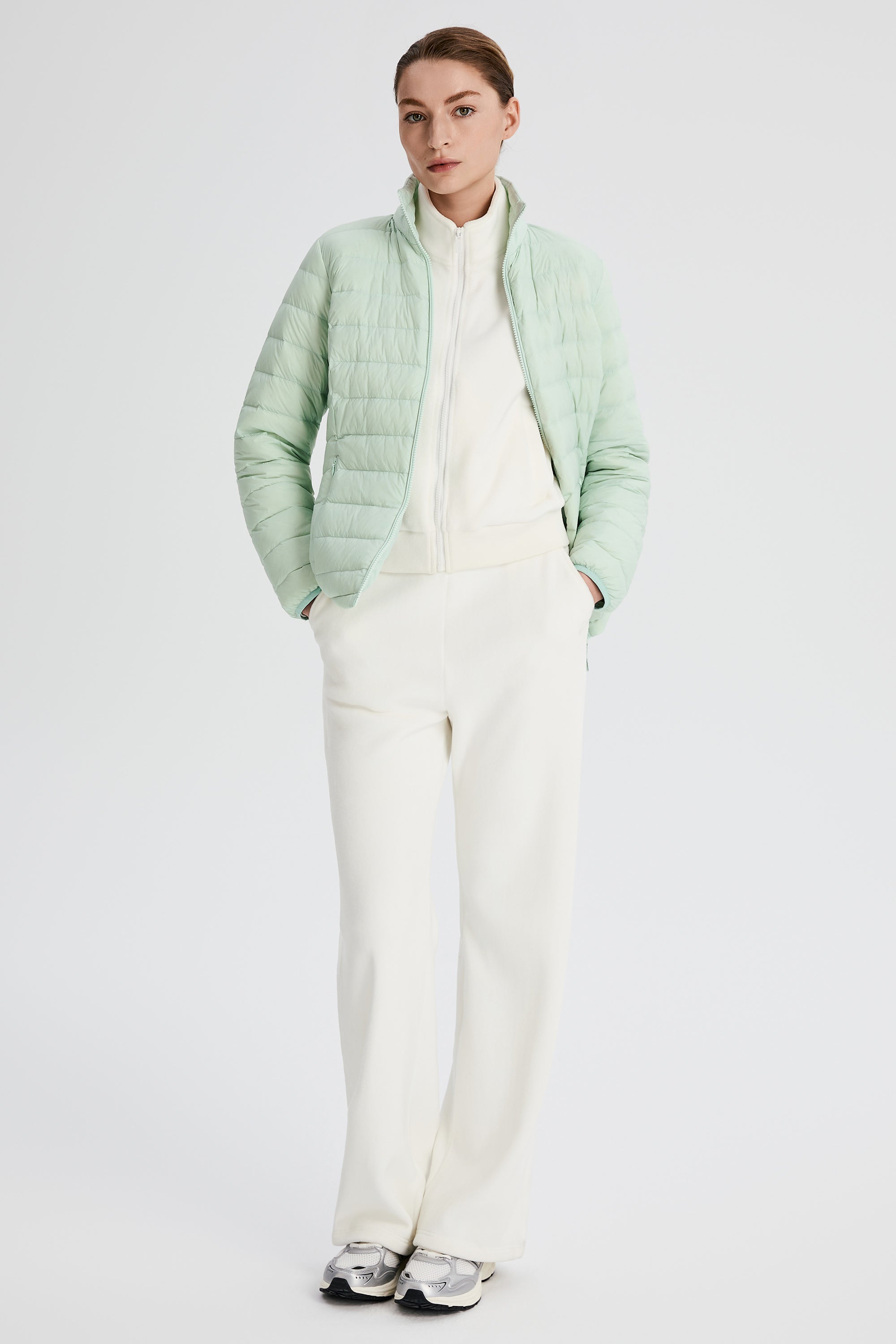 Orolay-Lightweight Packable Down Jacket with Stand Collar-#color_light green
