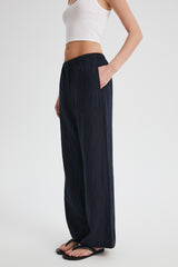 Oversized Linen Wide-Leg Drawstring Pants Orolay #color_Dark night navy