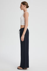 Oversized Linen Wide-Leg Drawstring Pants Orolay #color_Dark night navy