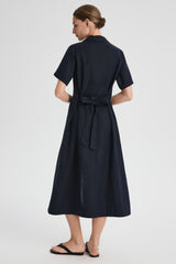 Classic Linen Maxi Dress Orolay #color_Dark night navy
