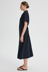 Classic Linen Maxi Dress Orolay #color_Dark night navy