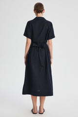Classic Linen Maxi Dress Orolay #color_Dark night navy