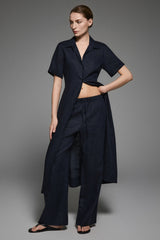 Classic Linen Maxi Dress Orolay #color_Dark night navy