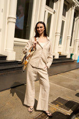 Oversized Linen Button-Up Shirt #color_Natural Ecru