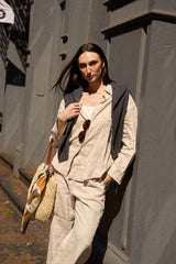 Oversized Linen Wide-Leg Drawstring Pants Orolay #color_Natural Ecru