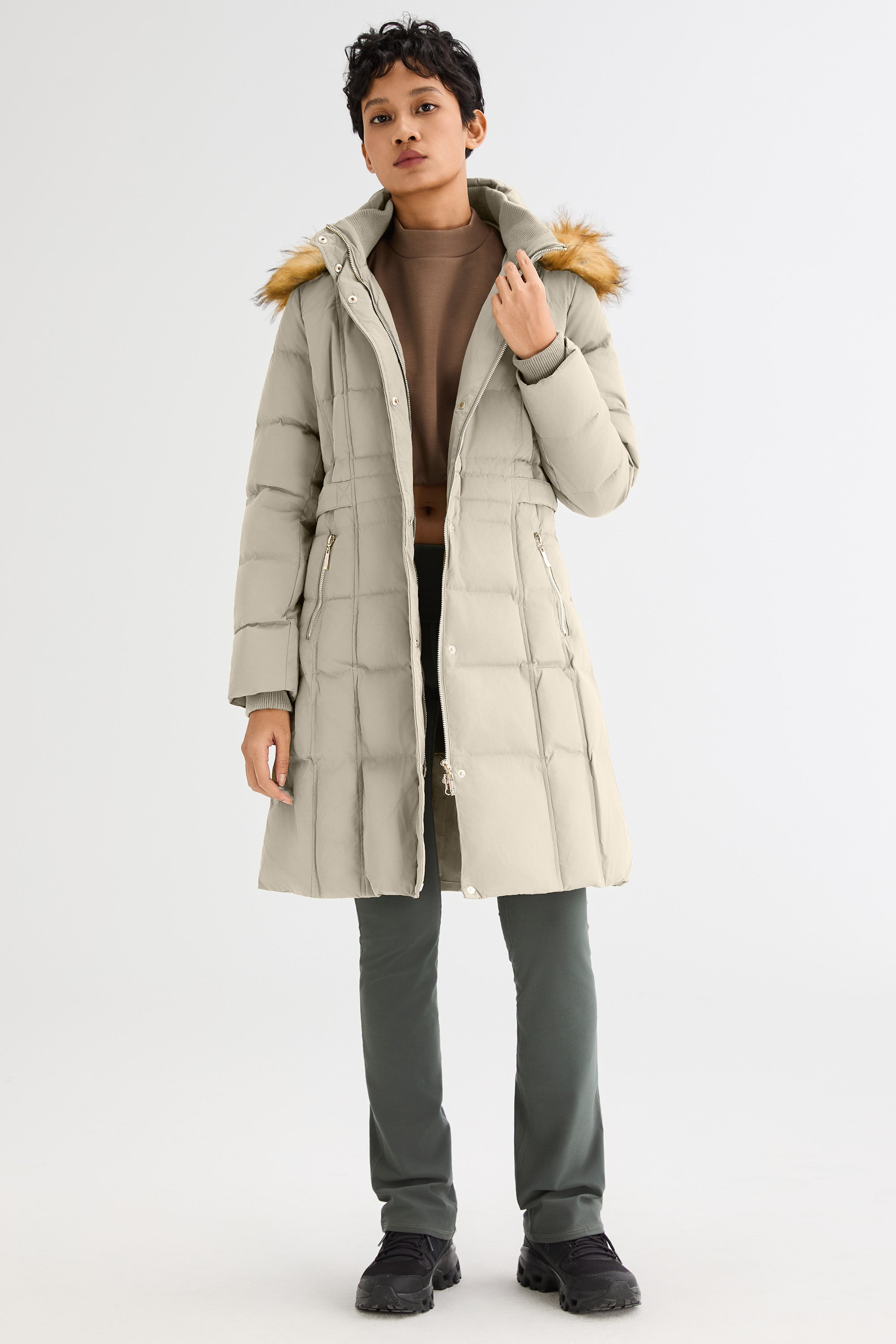 Orolay Women's Long Faux Fur Hooded Down Coat
