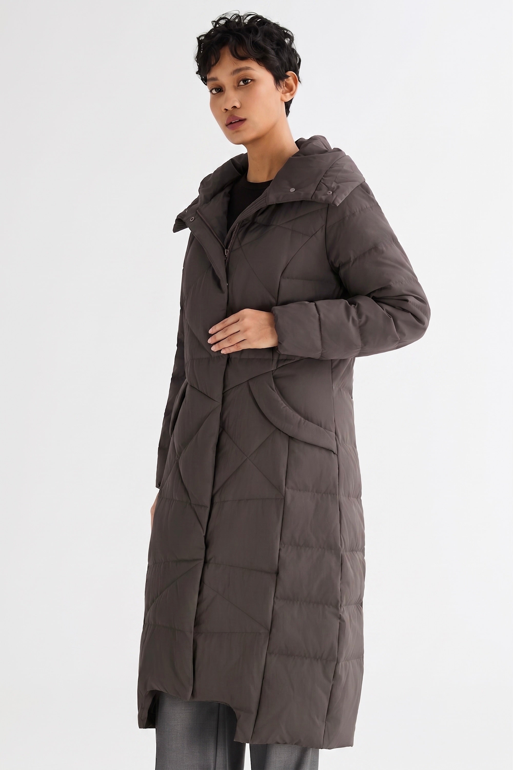 Orolay Long Maxi Down Coat with Hood women #color_coffee