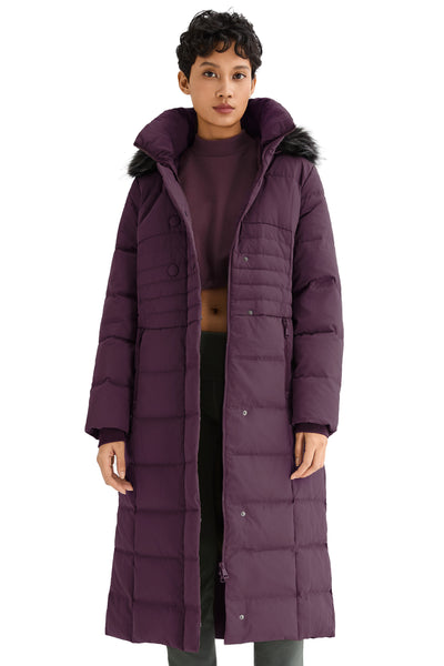 Orolay Women's Long Puffer Coat with Hood Fur