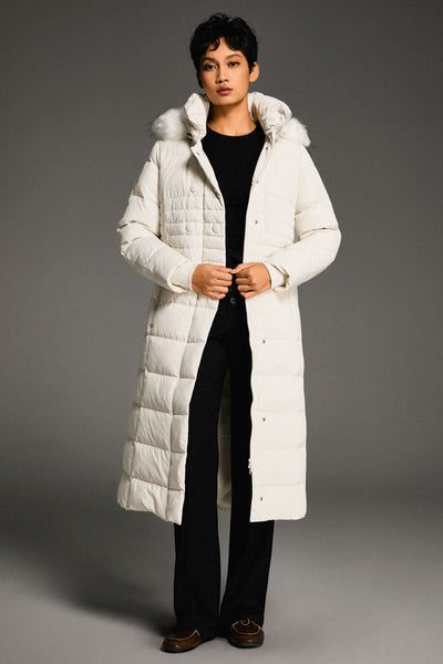Orolay Women's Long Puffer Coat with Hood Fur