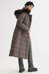 Long Puffer Coat with Hood Fur - Orolay, #color_Coffee